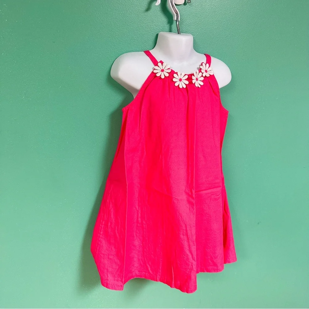 Gymboree Pink & White Daisy Neckline Summer Dress Girls Size 5
